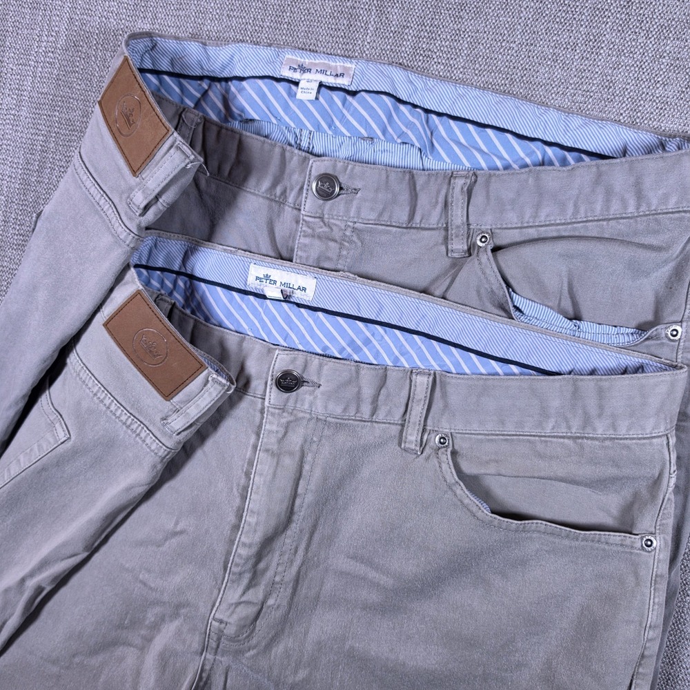 2 Pack! Peter Millar Pants Mens 40/30 Grey Stretch 5-Pocket‎ Cotton Modal ME0B39
